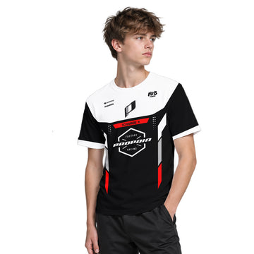 Propain Factory Racing MTB Black White Red Youth Short Sleeve Mountain Bike Jersey – Boy Lifestyle View