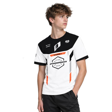Propain Factory Racing MTB White Orange Youth Short Sleeve Mountain Bike Jersey – Boy Lifestyle View