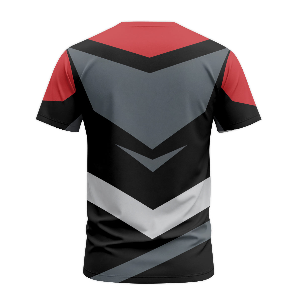 Red Black Gray Geometric Short Sleeve Mountain Bike Jersey – Back View Mockup