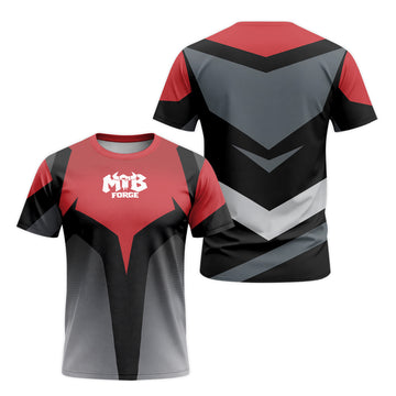 Red Black Gray Geometric Short Sleeve Mountain Bike Jersey – Front and Back View