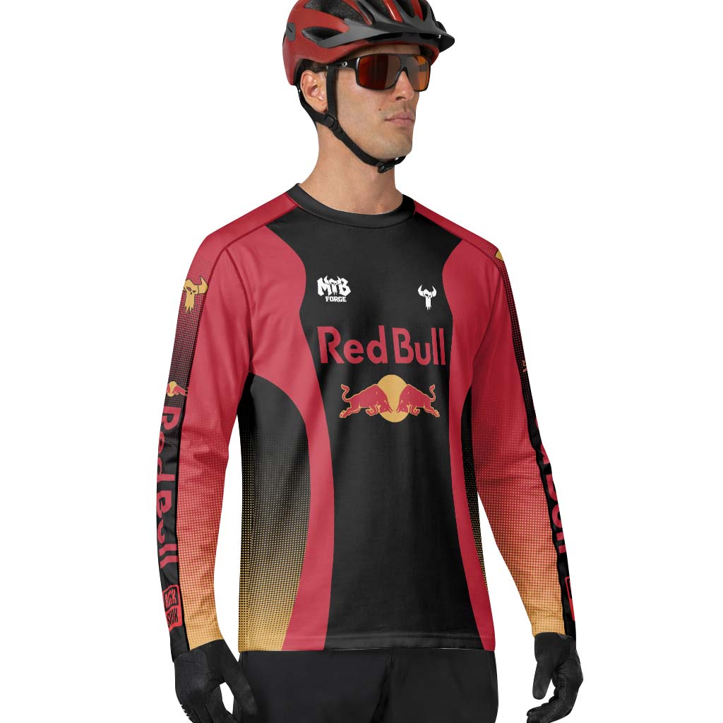 Red Bull Black Red Factory Race Long Sleeve Mountain Bike Jersey – Lifestyle View