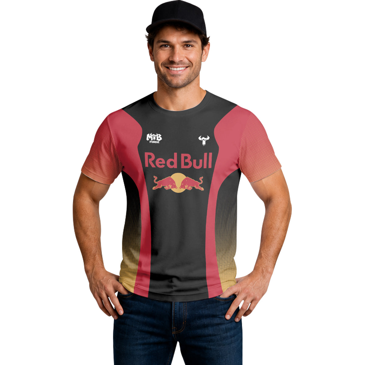 Red Bull Black Red Factory Race Short Sleeve Mountain Bike Jersey – Lifestyle View