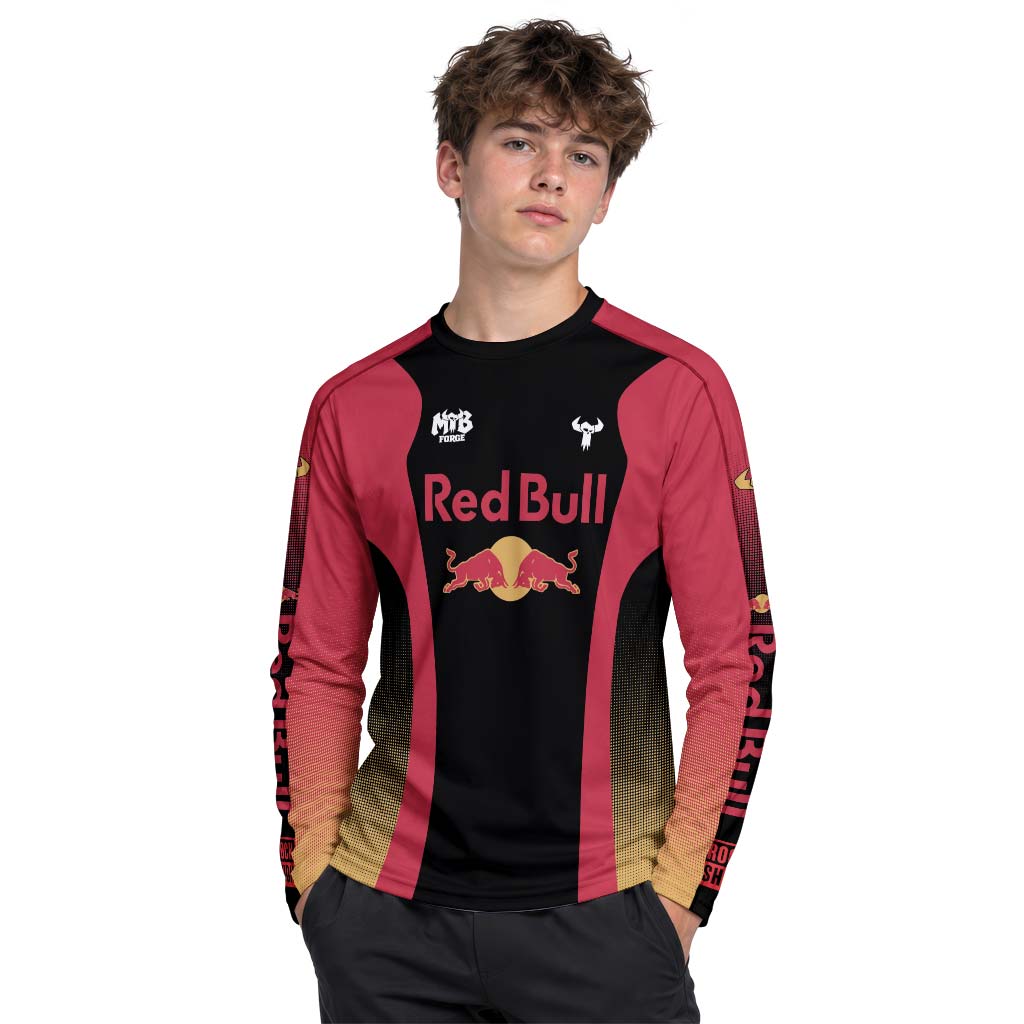 Red Bull Black Red Factory Race Youth Long Sleeve Mountain Bike Jersey – Boy Lifestyle View