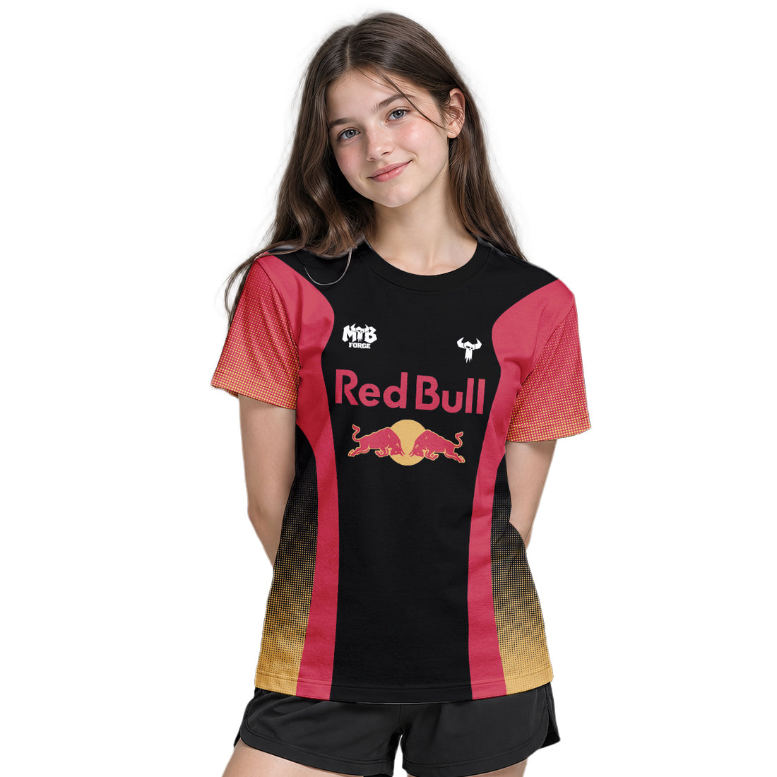 Red Bull Black Red Factory Race Youth Short Sleeve Mountain Bike Jersey – Boy Lifestyle View