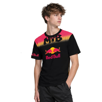 Red Bull Black Red Gradient Youth Short Sleeve Mountain Bike Jersey – Boy Lifestyle View