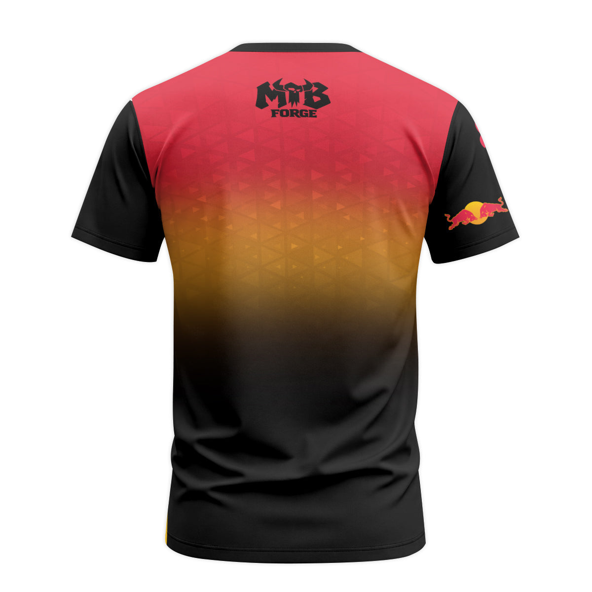 Red Bull Black Red Gradient Youth Short Sleeve Mountain Bike Jersey – Back View Mockup