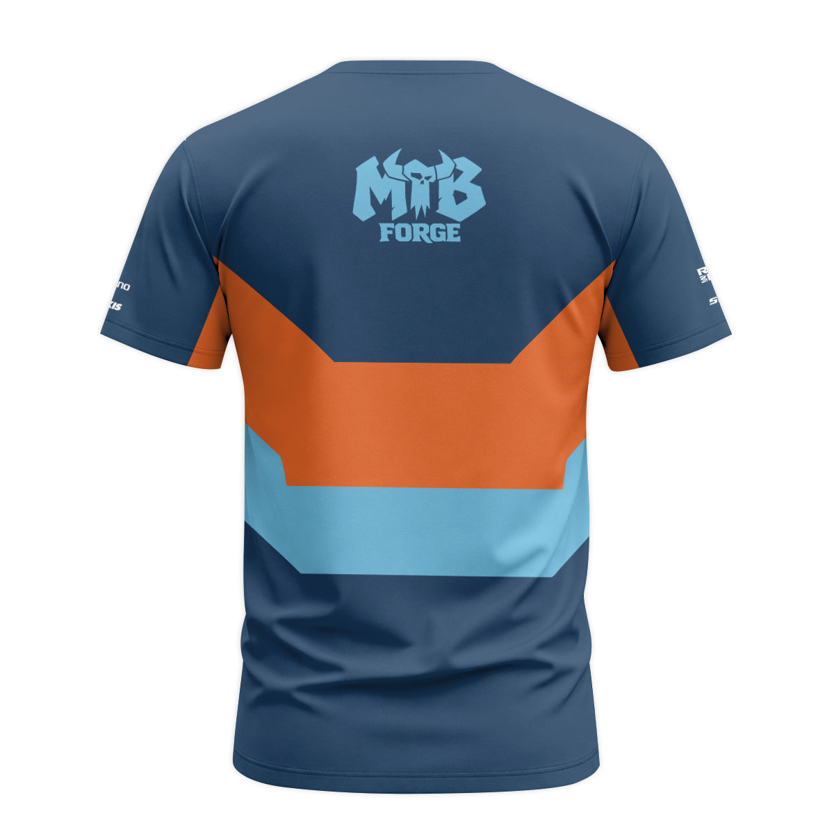 Red Bull Blue Orange Color Block Short Sleeve Mountain Bike Jersey – Back View Mockup