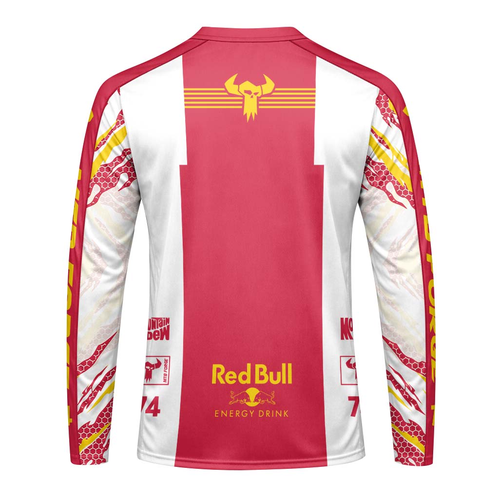 Red Bull Fox 74 Downhill MTB Jersey | Red Bull Trail Rider Jersey - back view mockup