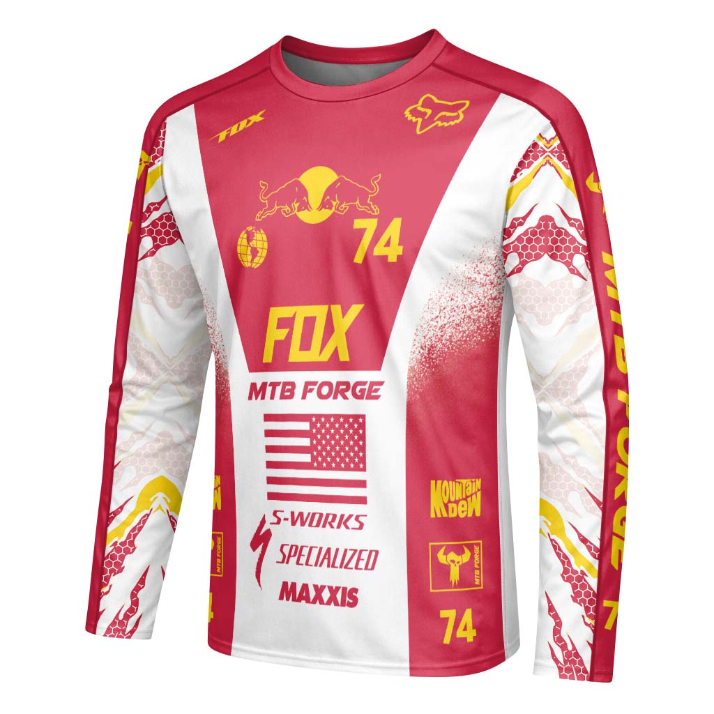 Red Bull Fox 74 Downhill MTB Jersey | Red Bull Trail Rider Jersey - left side mockup