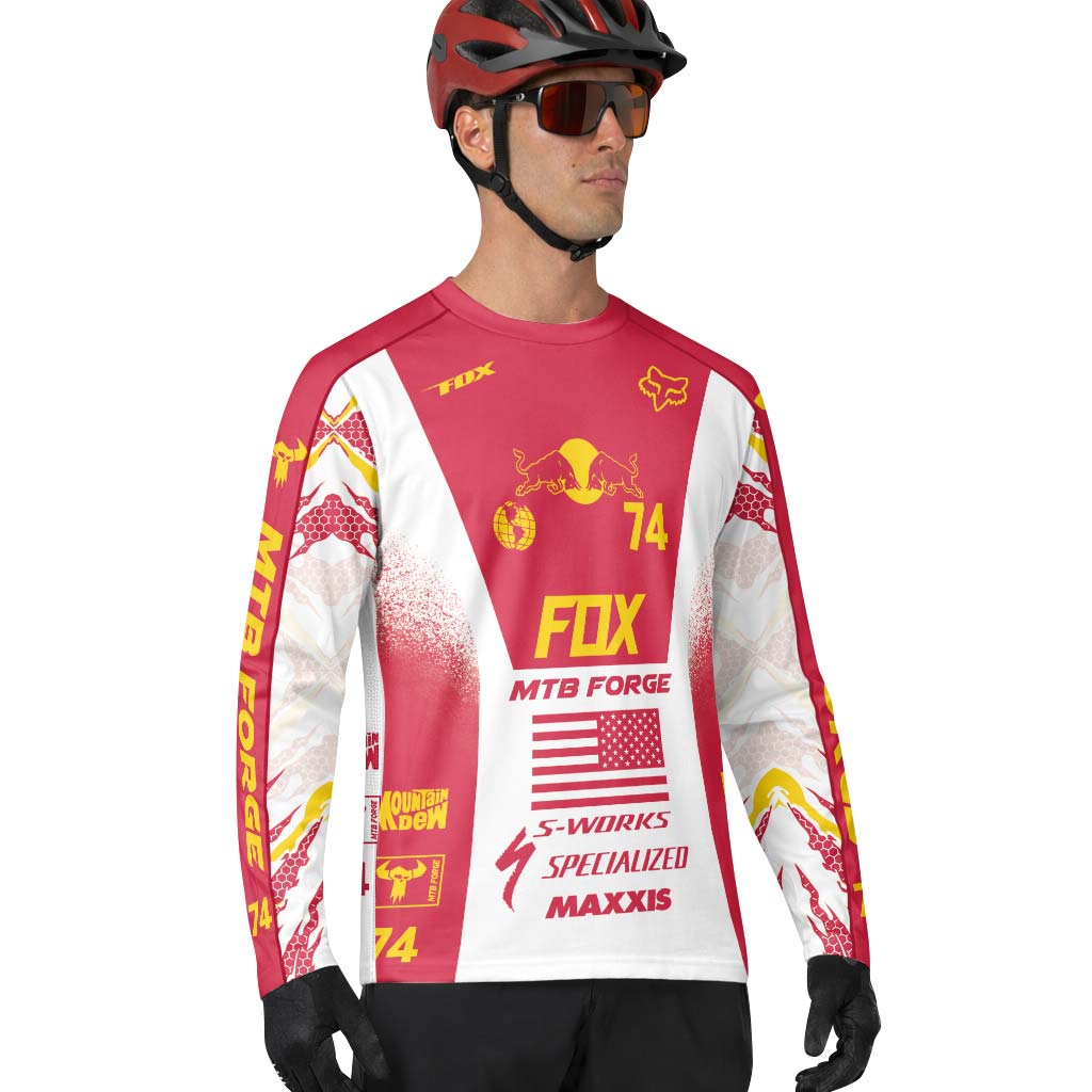 Red Bull Fox 74 Downhill MTB Jersey | Red Bull Trail Rider Jersey - lifestyle view