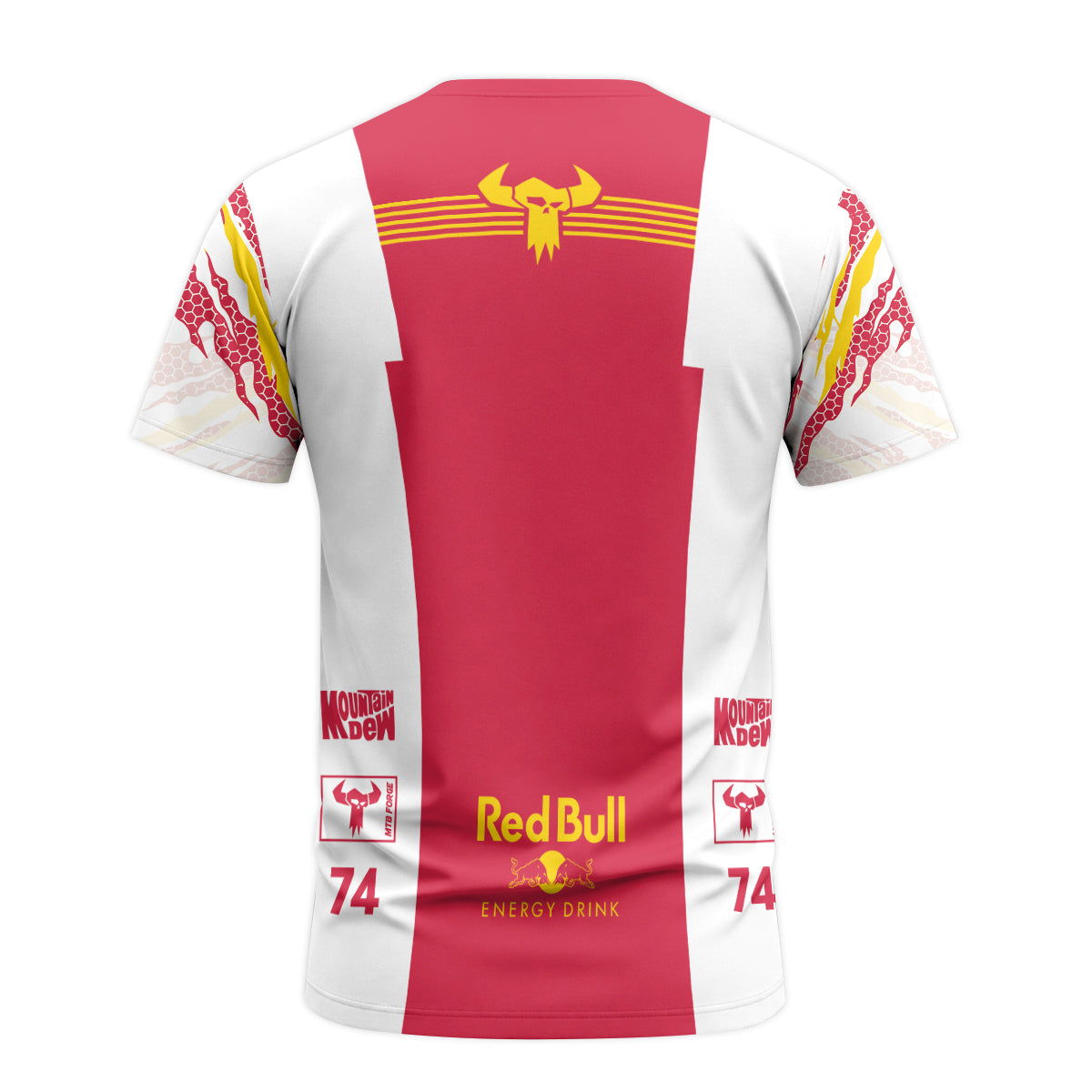 Red Bull Fox 74 Racing MTB T-Shirt | Red Bull MTB T-Shirt | Bike Tee - back view mockup