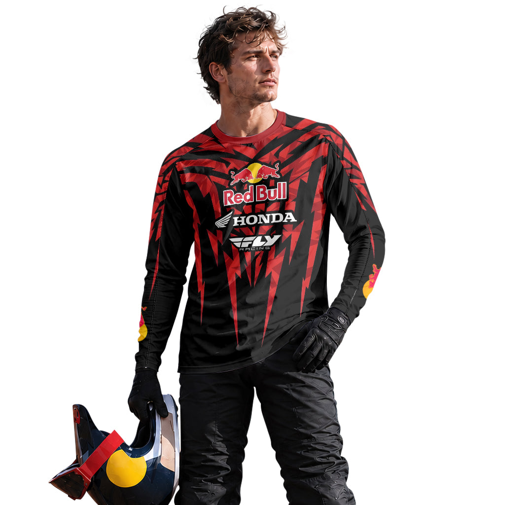 Red Bull Honda Short 29 Black Red Racing Long Sleeve Motocross Jersey – Lifestyle View