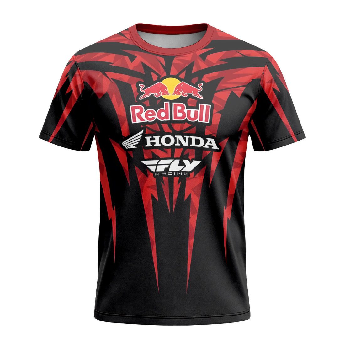 Red Bull Honda Short 29 Black Red Racing Short Sleeve Motocross Jersey – Front and Back View