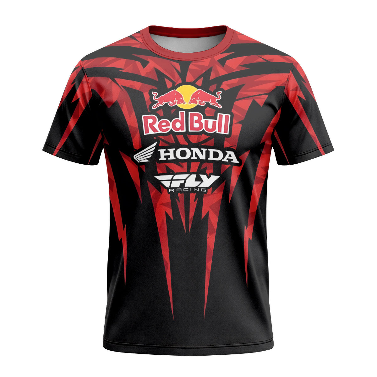 Red Bull Honda Short 29 Black Red Racing Short Sleeve Motocross Jersey – Front View Mockup