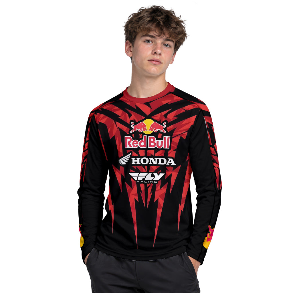 Red Bull Honda Short 29 Black Red Racing Youth Long Sleeve Motocross Jersey – Boy Lifestyle View