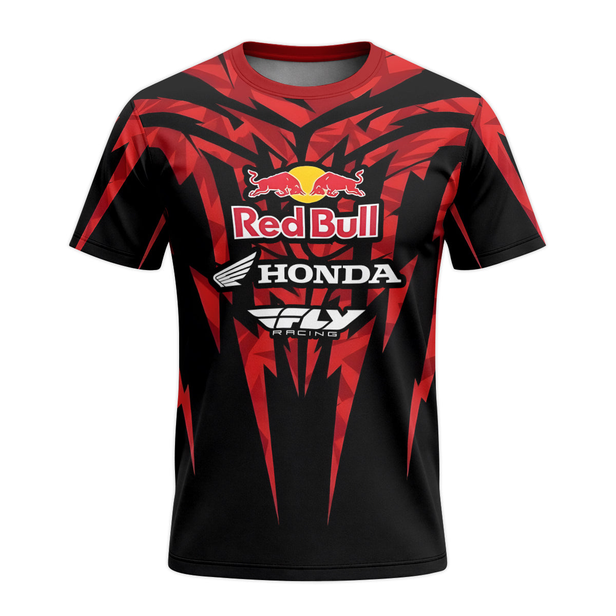 Red Bull Honda Short 29 Black Red Racing Youth Short Sleeve Motocross Jersey – Front View Mockup