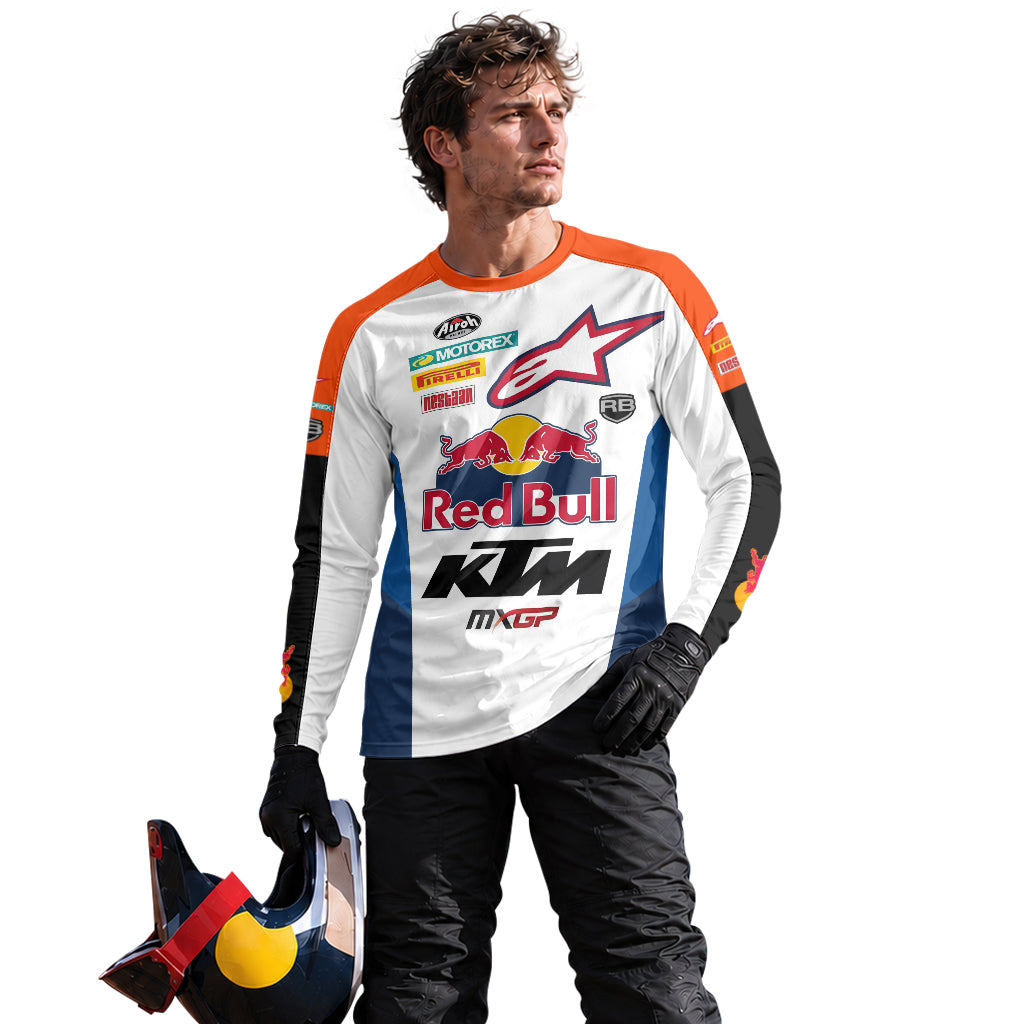 Red Bull KTM 84 Orange White Factory Racing Long Sleeve Motocross Jersey – Lifestyle View