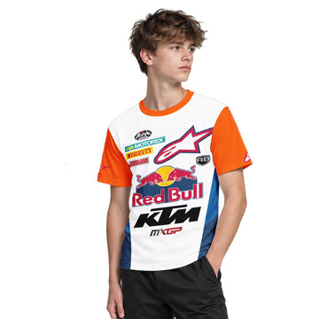 Red Bull KTM 84 Orange White Factory Racing Youth Short Sleeve Motocross Jersey – Boy Lifestyle View