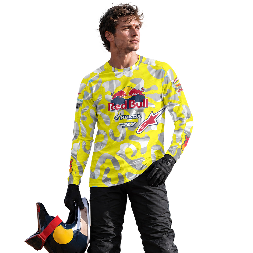 Red Bull KTM Honda #51 Yellow Camo Long Sleeve Motocross Jersey – Lifestyle View