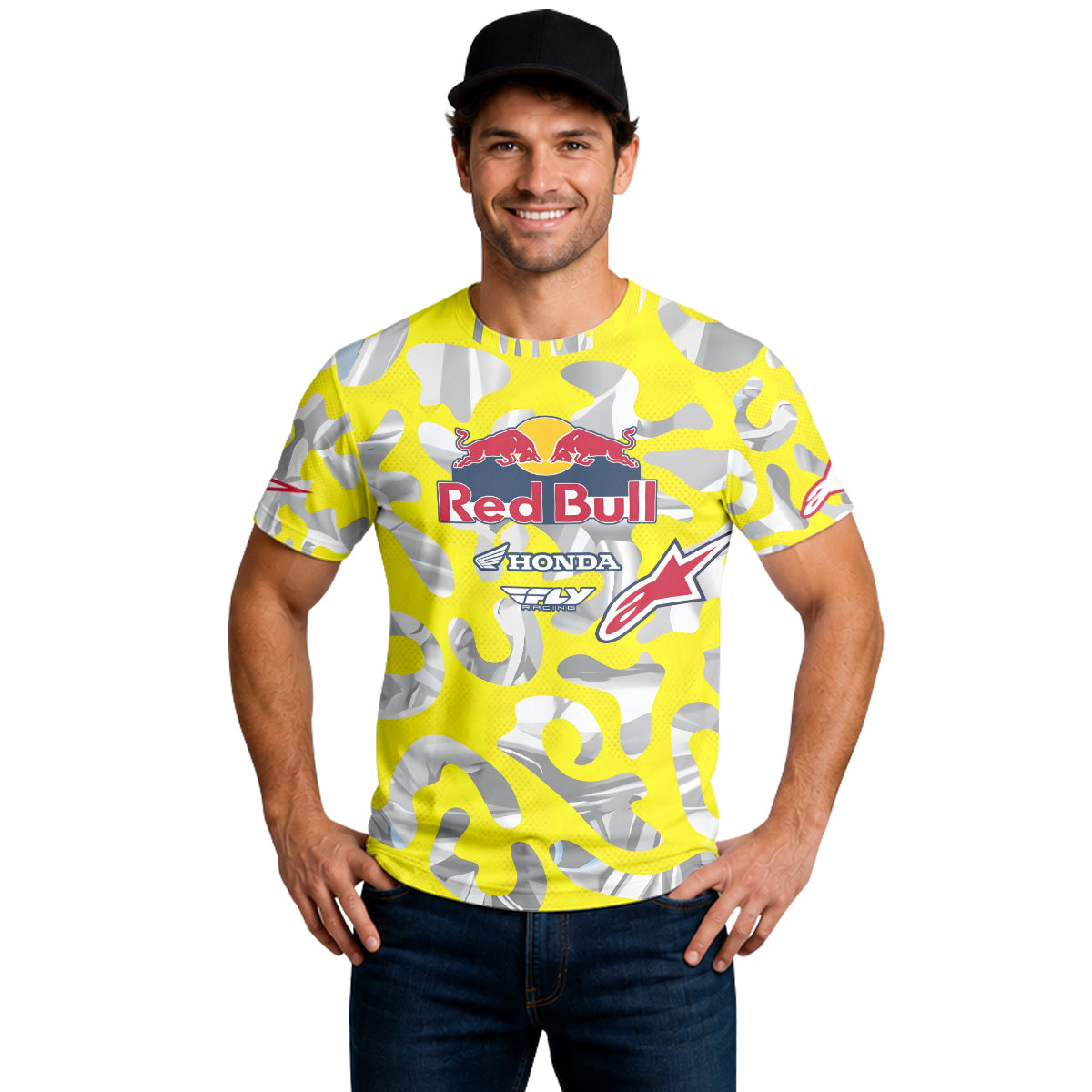 Red Bull KTM Honda #51 Yellow Camo Short Sleeve Motocross Jersey – Lifestyle View