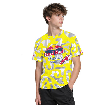 Red Bull KTM Honda #51 Yellow Camo Youth Short Sleeve Motocross Jersey – Boy Lifestyle View