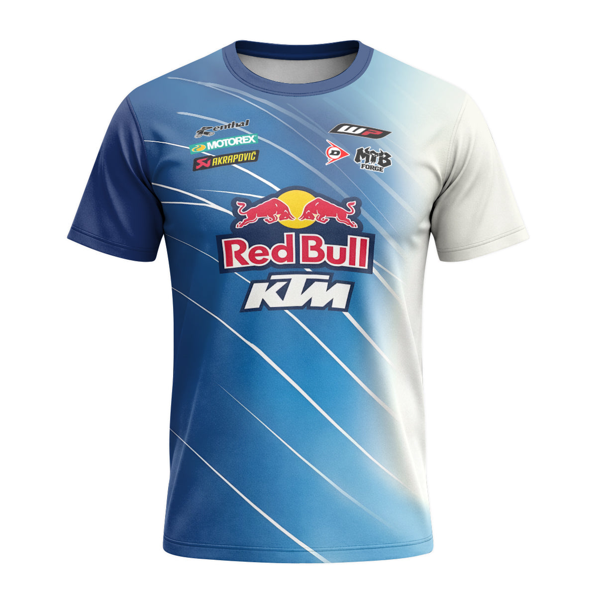 Red Bull KTM Number 5 Blue White Factory Racing Short Sleeve Motocross Jersey – Front View Mockup