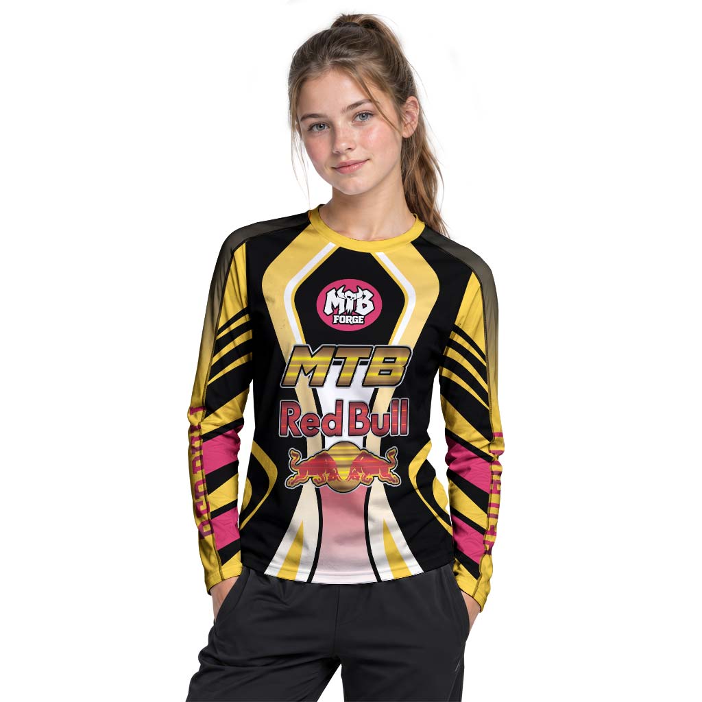 Red Bull MTB Retro Youth Long Sleeve Mountain Bike Jersey – Girl Lifestyle View