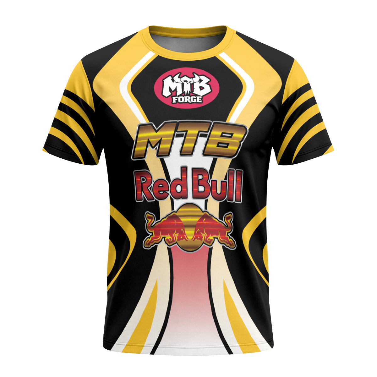 Red Bull MTB Retro Youth Short Sleeve Mountain Bike Jersey – Front View Mockup