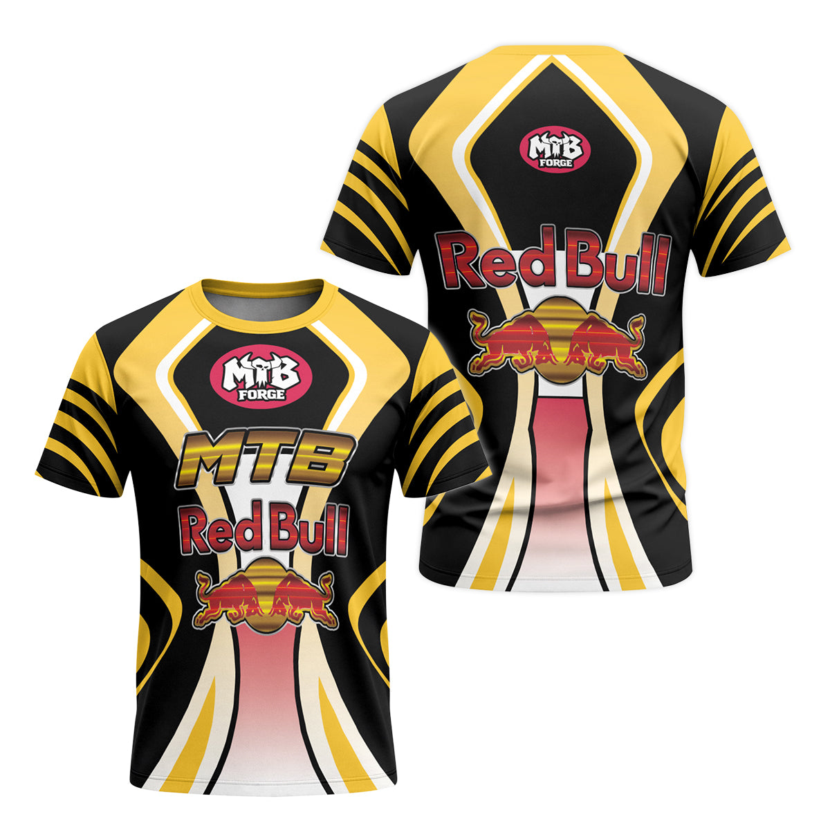 Red Bull MTB Retro Youth Short Sleeve Mountain Bike Jersey – Front and Back View
