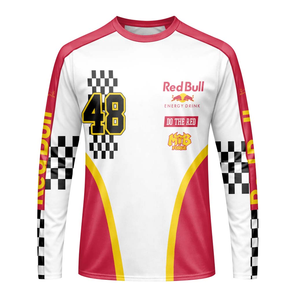 Red Bull Racing 48 Youth Long Sleeve Motocross Jersey – Front View Mockup