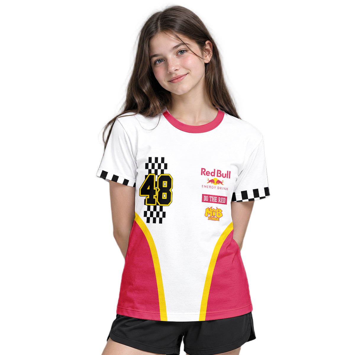 Red Bull Racing 48 Youth Short Sleeve Motocross Jersey – Girl Lifestyle View
