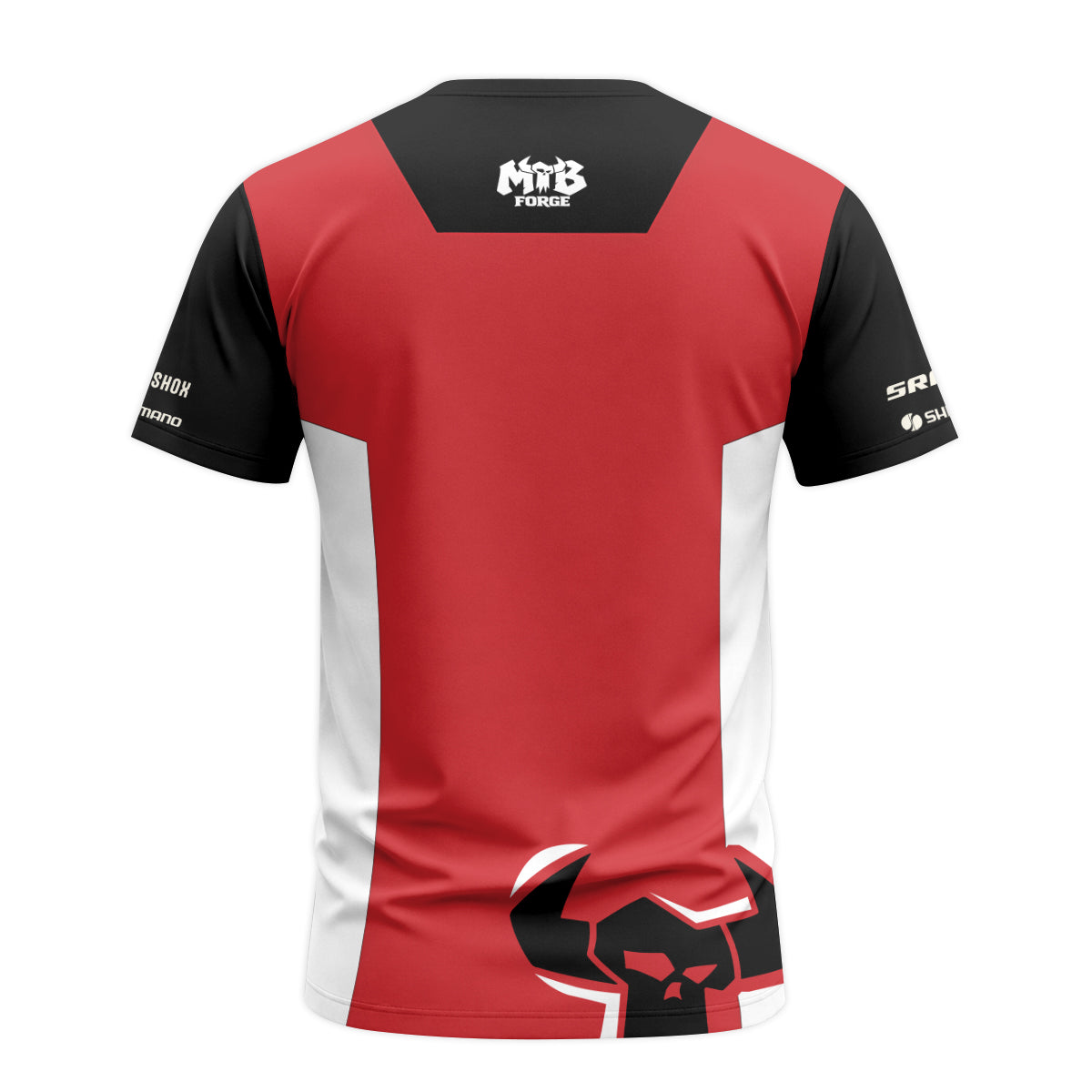 Red White Short Sleeve Mountain Bike Jersey – Back View Mockup