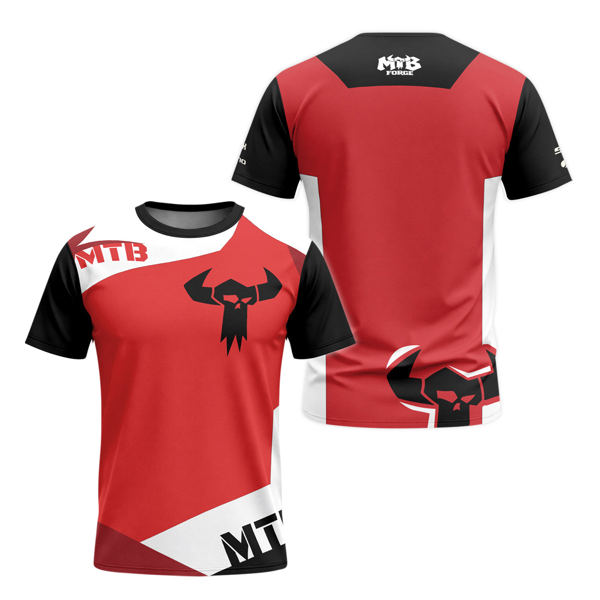 Red White Youth Short Sleeve Mountain Bike Jersey – Front and Back View