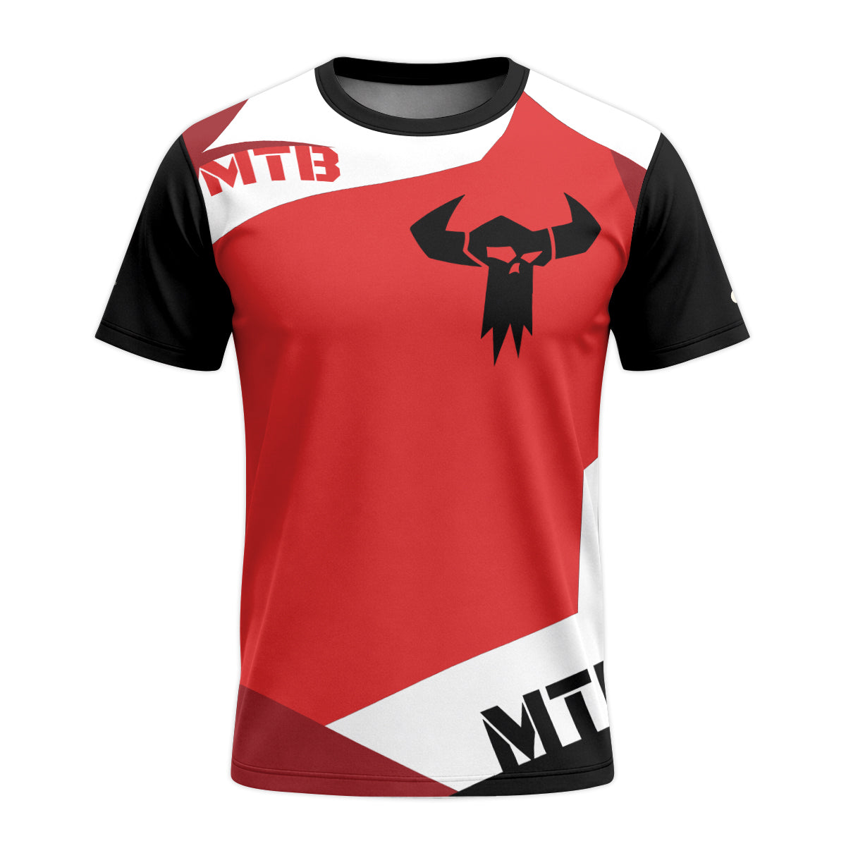 Red White Youth Short Sleeve Mountain Bike Jersey – Front View Mockup