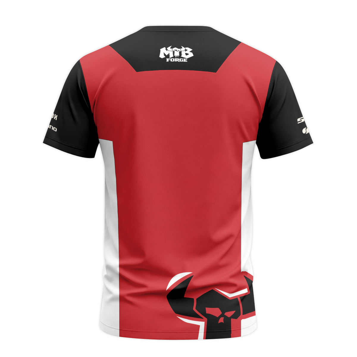 Red White Youth Short Sleeve Mountain Bike Jersey – Back View Mockup