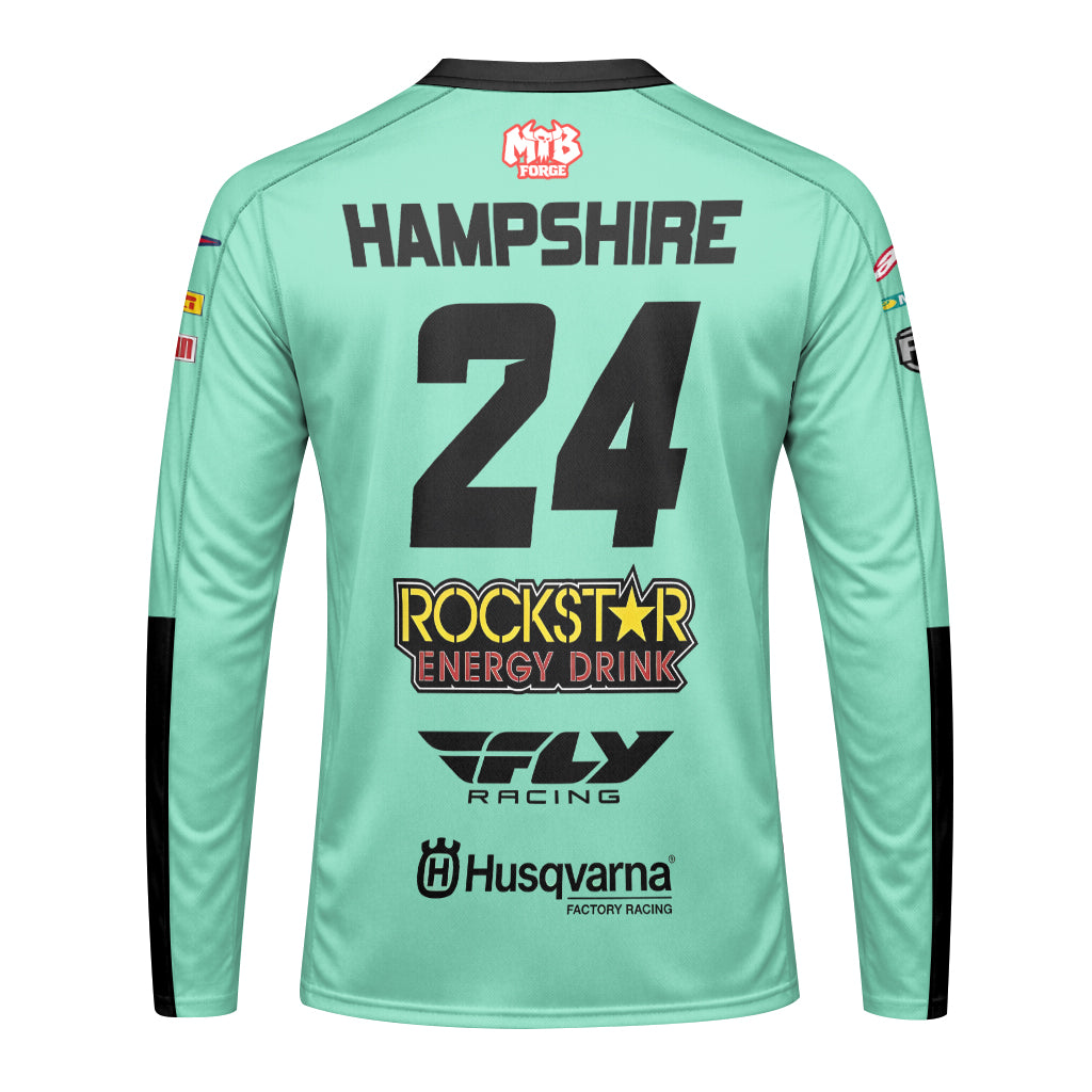 RJ Hampshire #24 Rockstar Energy Husqvarna Long Sleeve Motocross Jersey – Back View Mockup