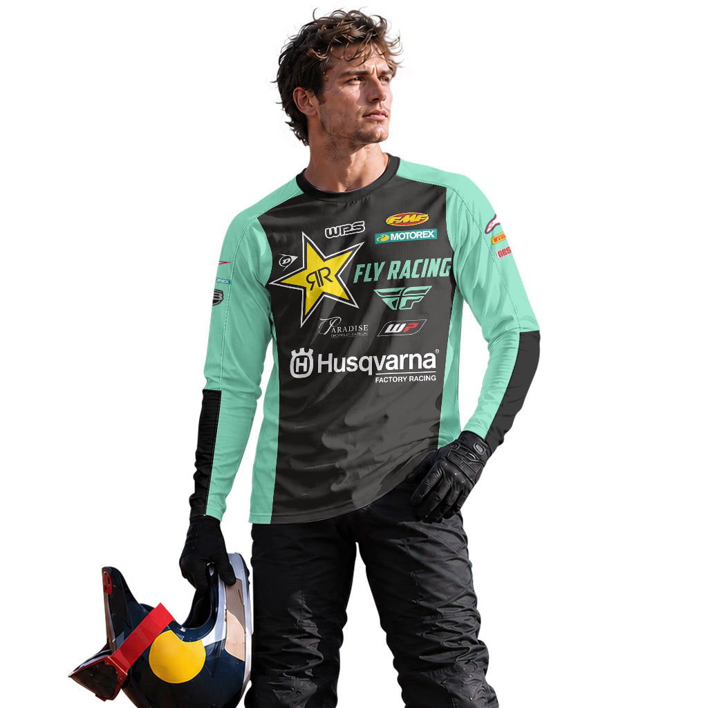 RJ Hampshire #24 Rockstar Energy Husqvarna Long Sleeve Motocross Jersey – Lifestyle View