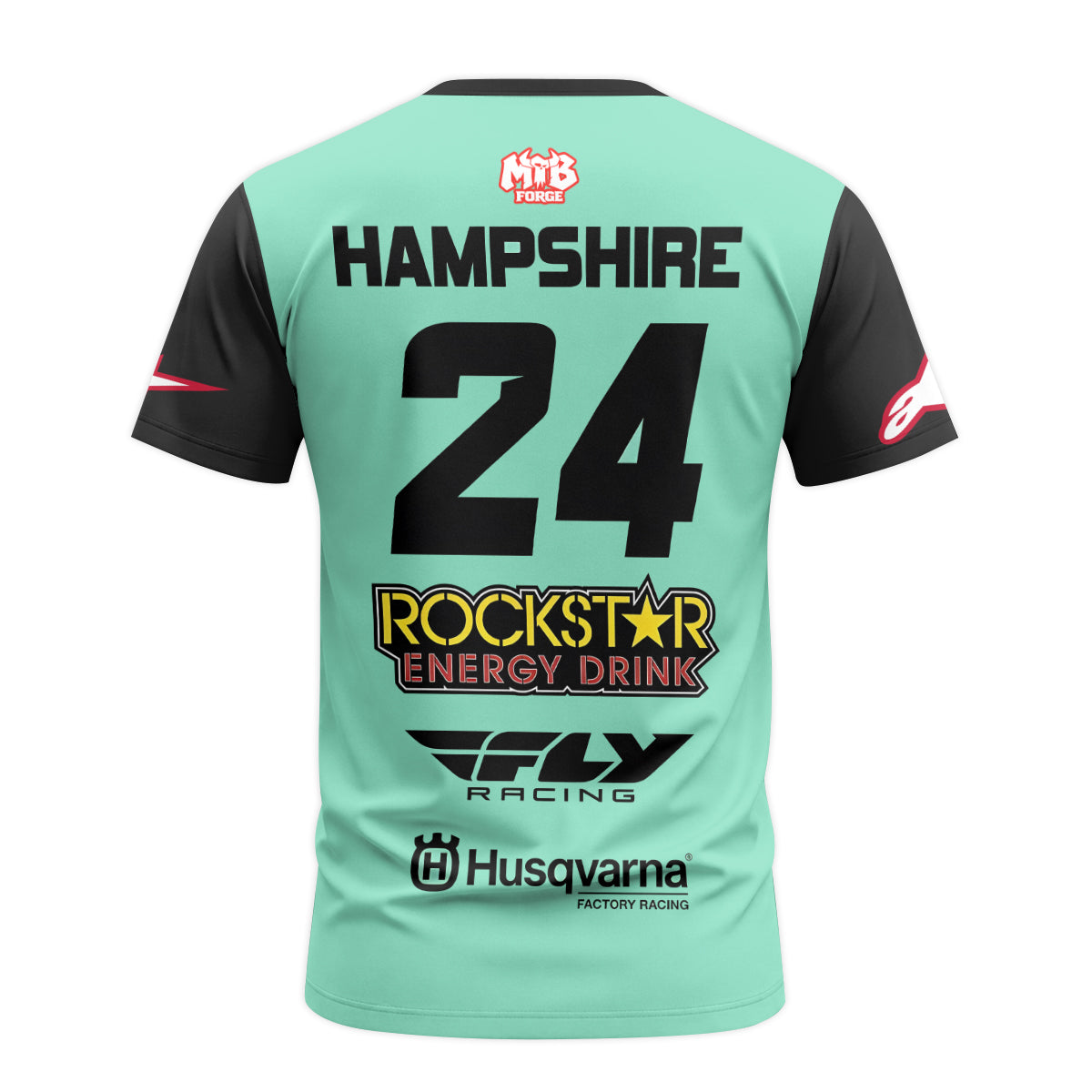 RJ Hampshire #24 Rockstar Energy Husqvarna Short Sleeve Motocross Jersey – Back View Mockup