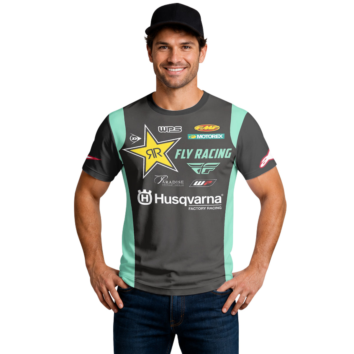 RJ Hampshire #24 Rockstar Energy Husqvarna Short Sleeve Motocross Jersey – Lifestyle View