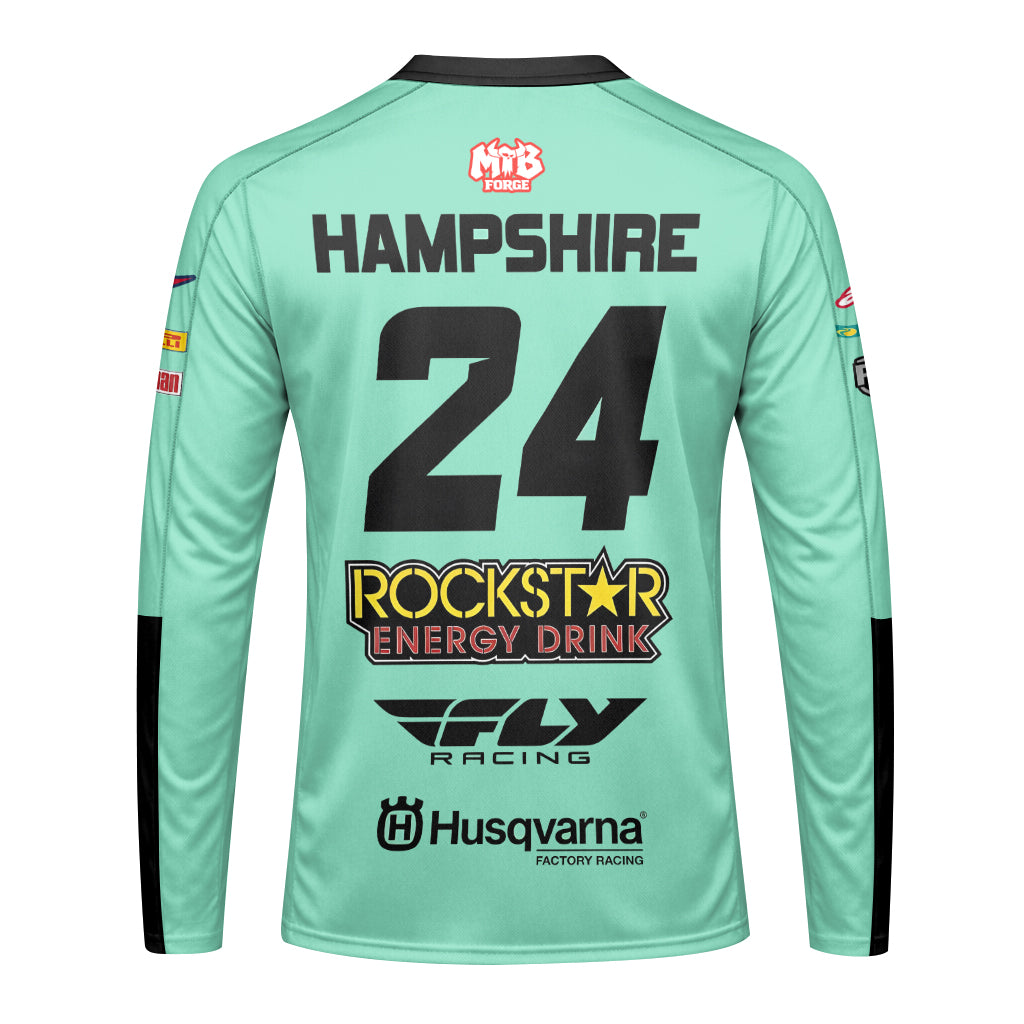 RJ Hampshire #24 Rockstar Energy Husqvarna Youth Long Sleeve Motocross Jersey – Back View Mockup