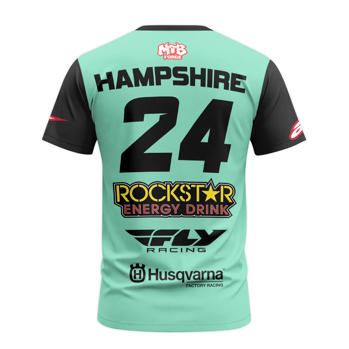 RJ Hampshire #24 Rockstar Energy Husqvarna Youth Short Sleeve Motocross Jersey – Back View Mockup