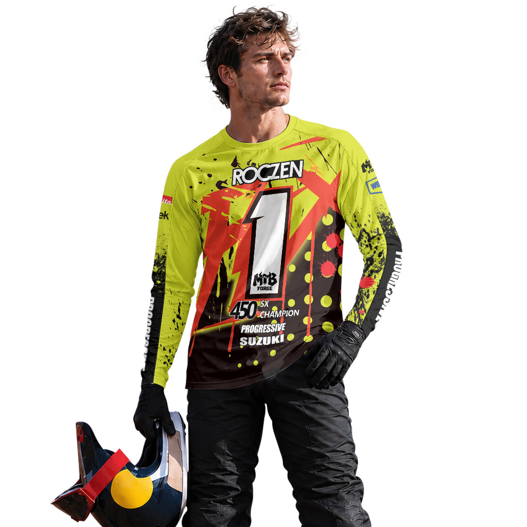 スズキスポーツ レフリーウェア イエロー Mサイズ Roczen 1 Suzuki Progressive Neon Yellow Long Sleeve Motocross
