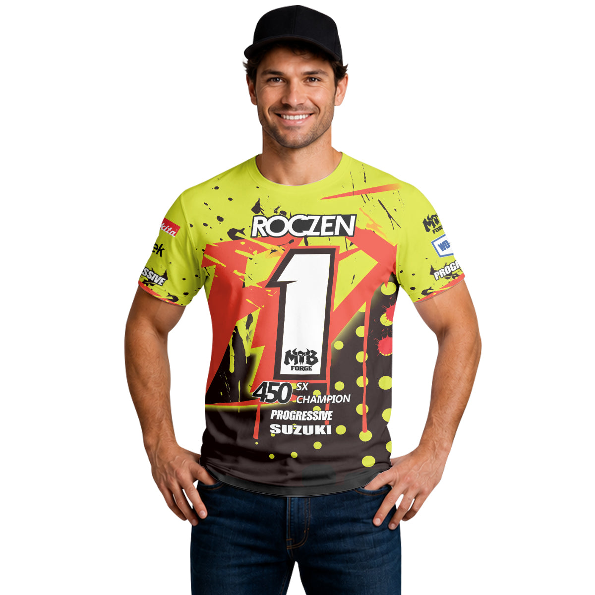 Roczen 1 Suzuki Progressive Neon Yellow Short Sleeve Motocross Jersey - lifestyle view