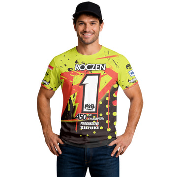 Roczen 1 Suzuki Progressive Neon Yellow Short Sleeve Motocross Jersey - lifestyle view