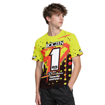 Roczen 1 Suzuki Progressive Neon Yellow Youth Short Sleeve Motocross Jersey – Boy Lifestyle View