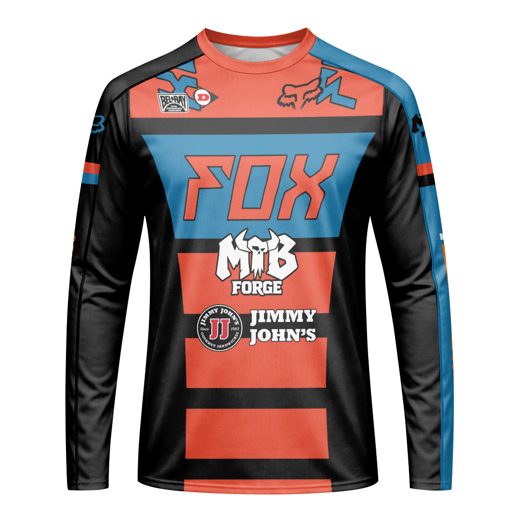 Roczen 94 Fox Jimmy Johns Blue Red Long Sleeve Motocross Jersey - front view mockup