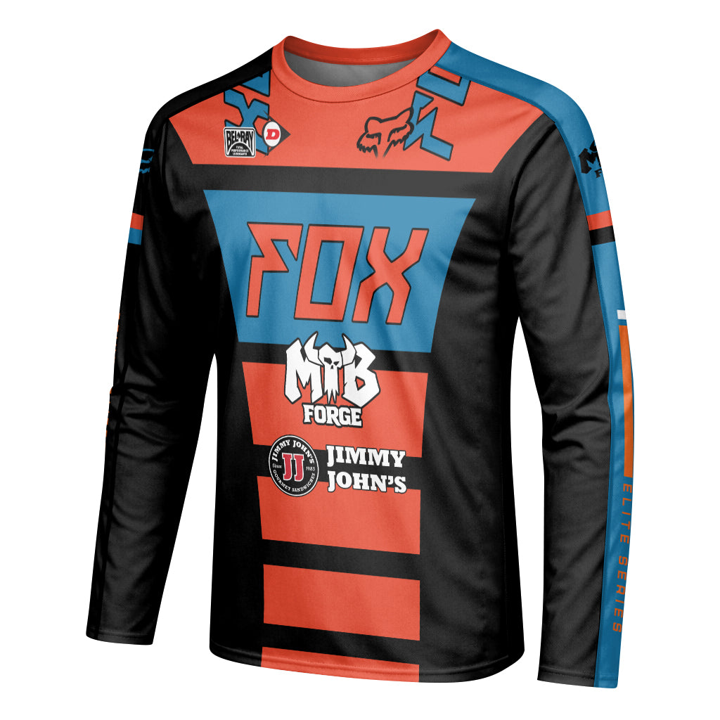 Roczen 94 Fox Jimmy Johns Blue Red Long Sleeve Motocross Jersey - left side mockup