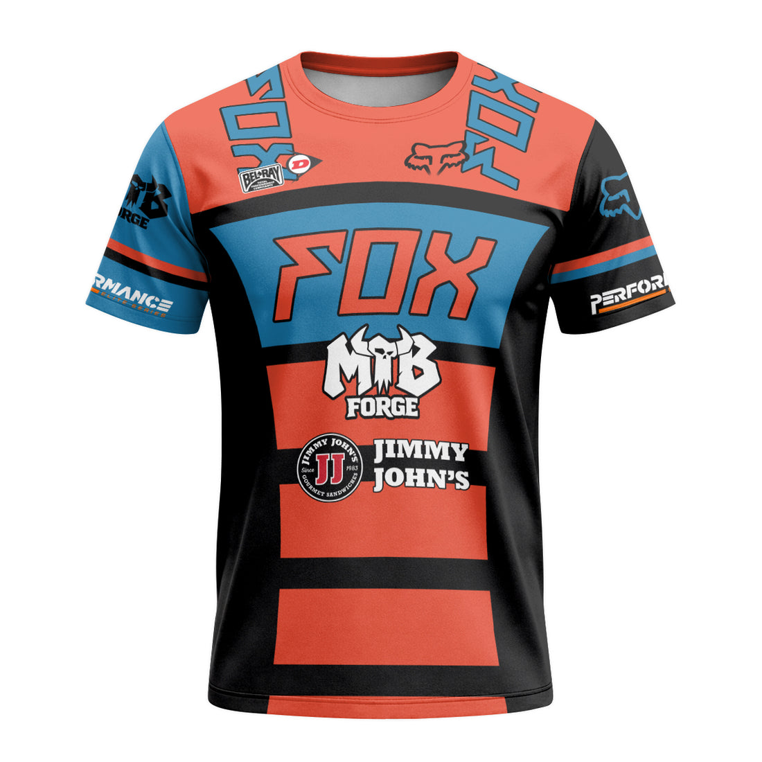 Roczen 94 Fox Jimmy Johns Blue Red Short Sleeve Motocross Jersey - front and back view