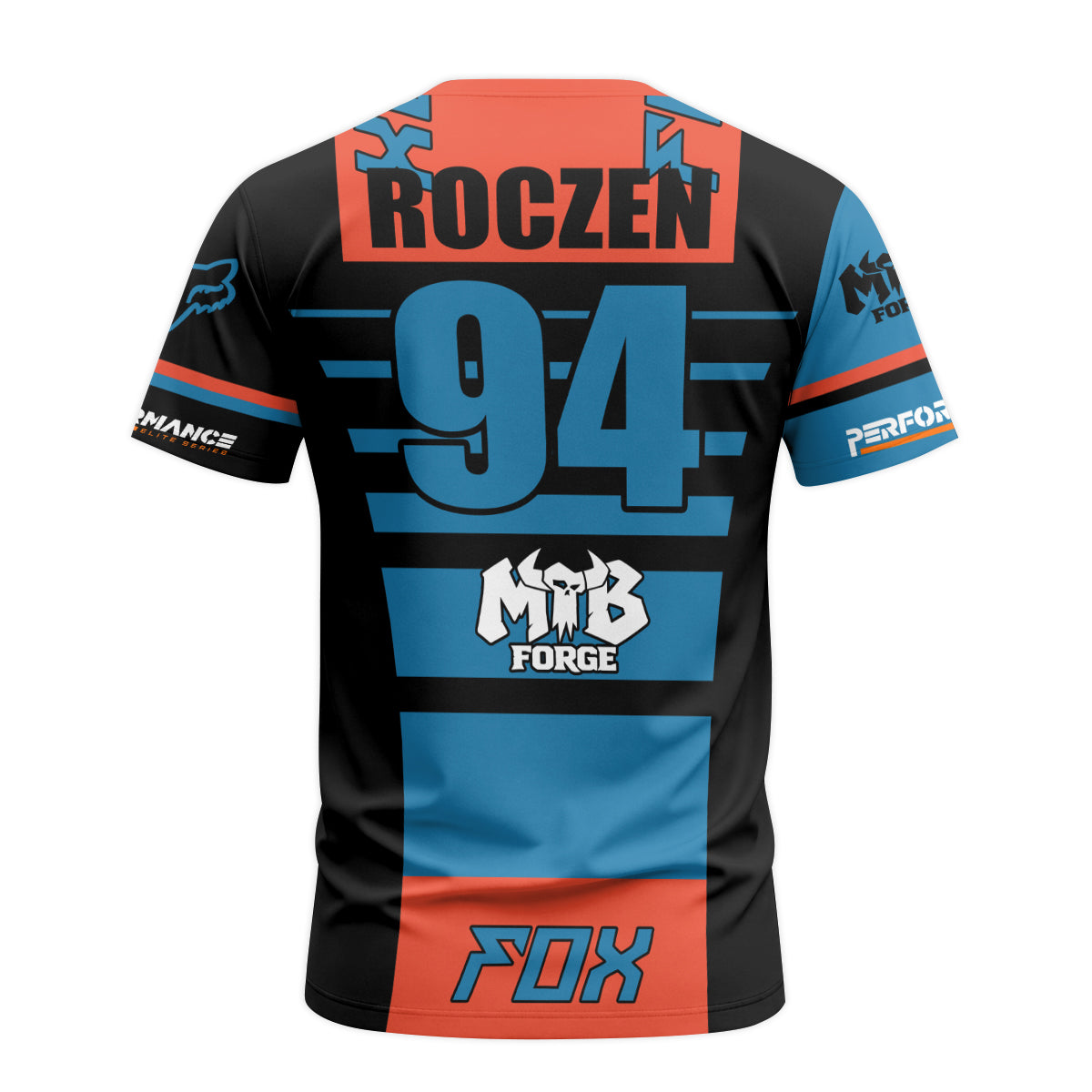 Roczen 94 Fox Jimmy Johns Blue Red Short Sleeve Motocross Jersey - back view mockup