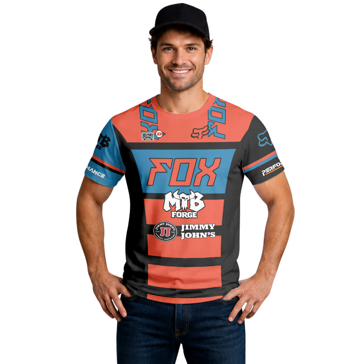 Roczen 94 Fox Jimmy Johns Blue Red Short Sleeve Motocross Jersey - lifestyle view